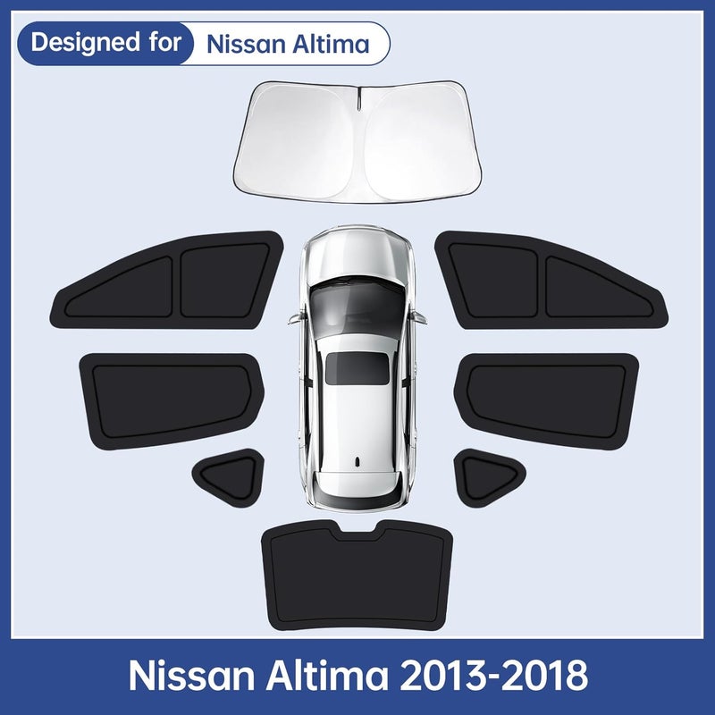 FSHAANY'S Car Window Shades for Nissan Altima 2013-2018, Full Car Window Covers for Privacy, Sunshades for Altima Front Rear Windshield Side Windows to Block UV and Protect Privacy(8pcs) - Image 3